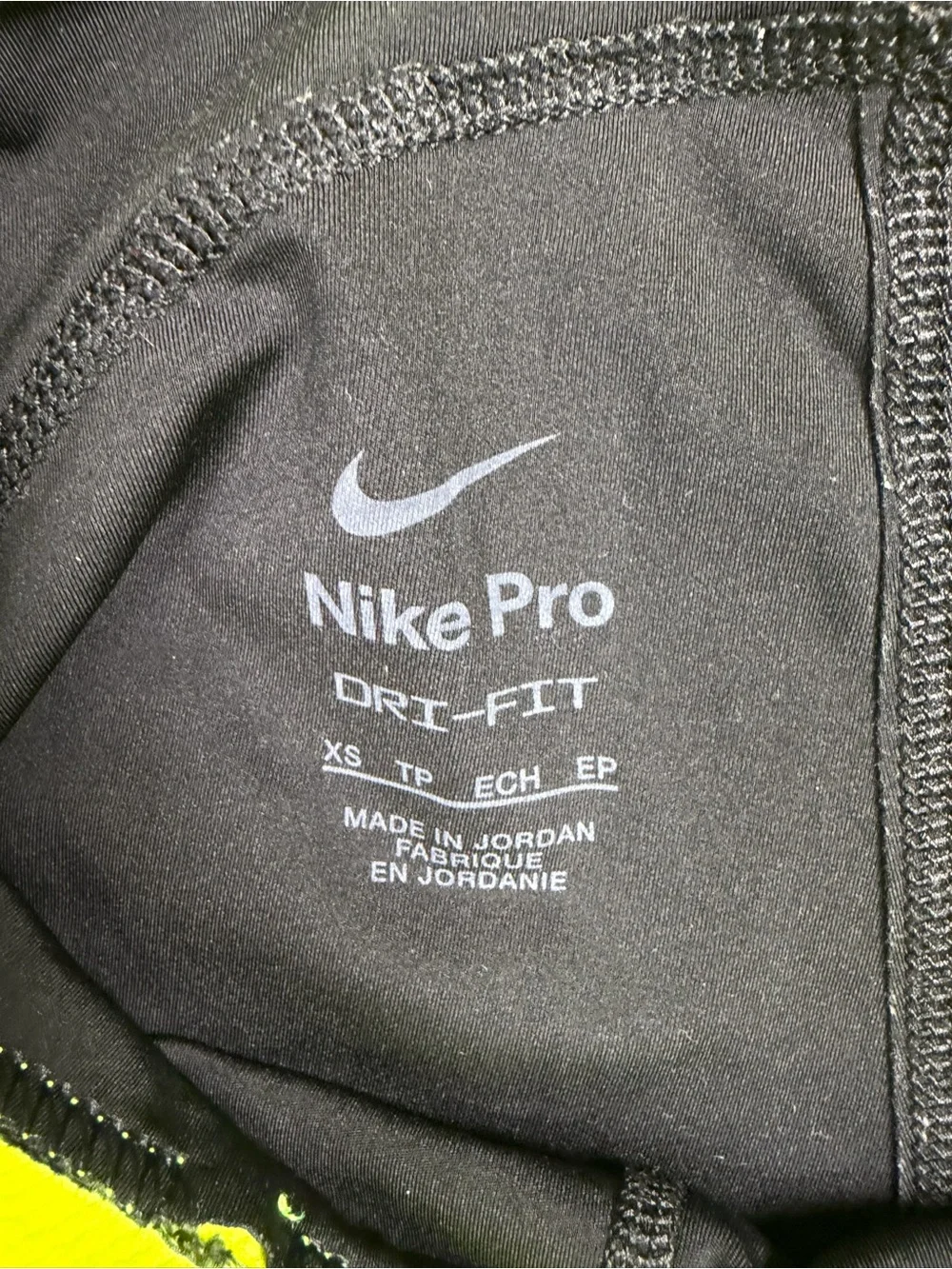 Nike Pro Black Shorts with Neon Yellow Waistband